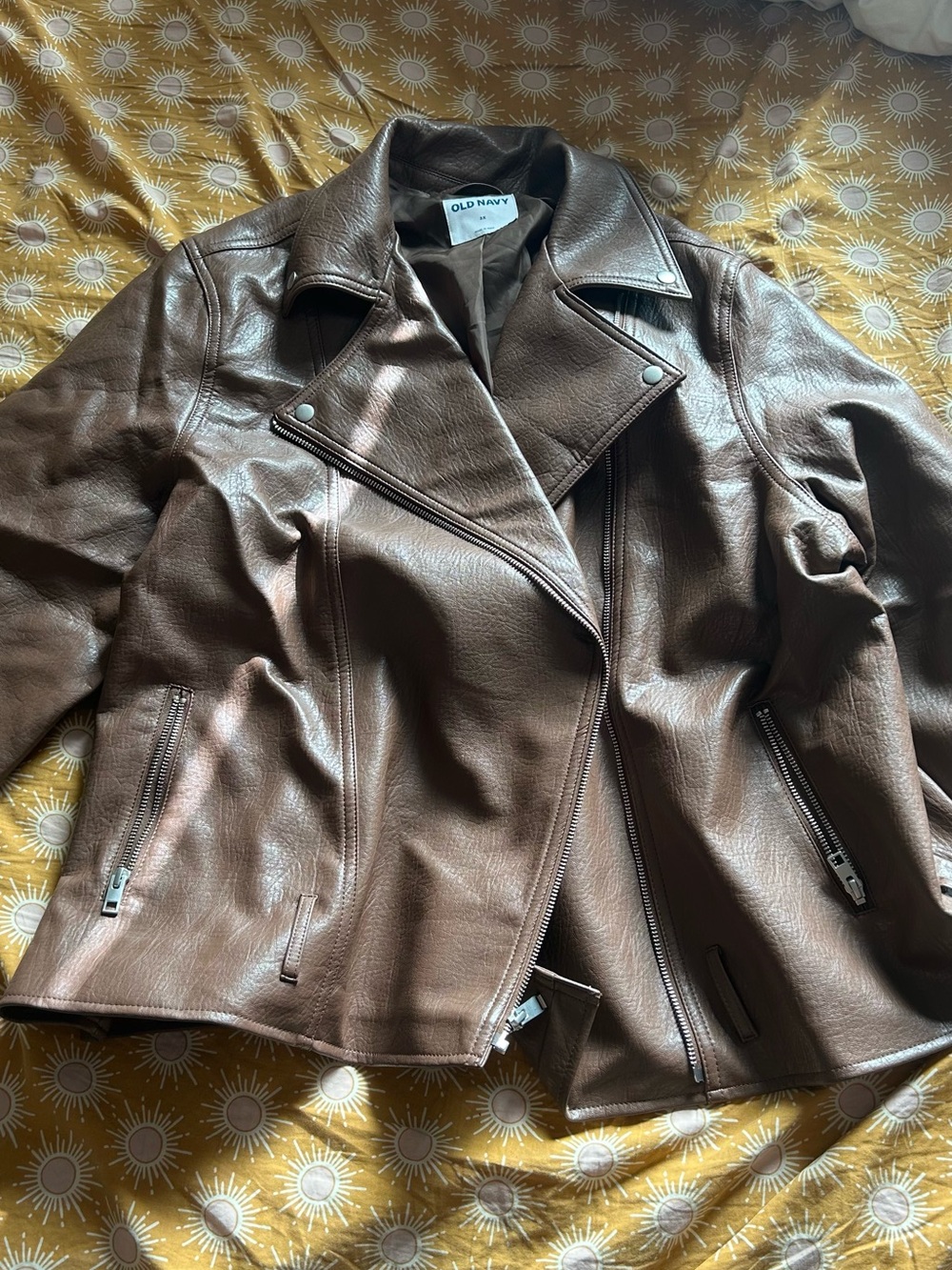 Old Navy Chocolate Brown Faux Leather Moto Jacket